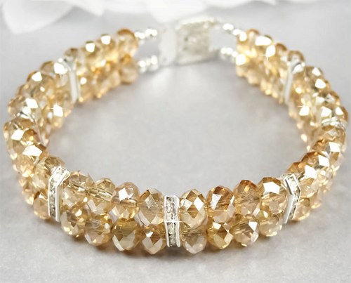 golden shadow swarovski crystal multistrand bridal bracelet