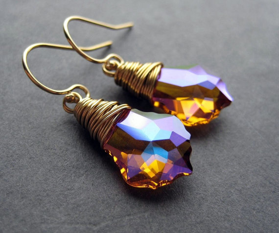 Swarovski 6090 Baroque Topaz AB Pendant