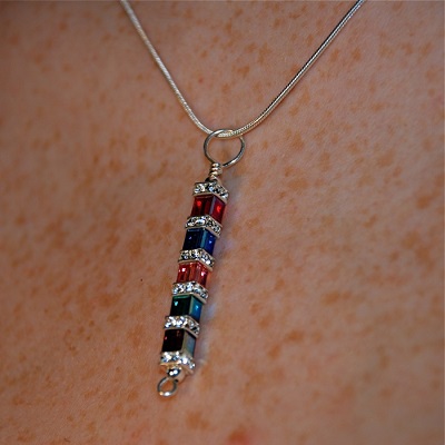 Swarovski Crystal Cube Pendant Necklace multi colored