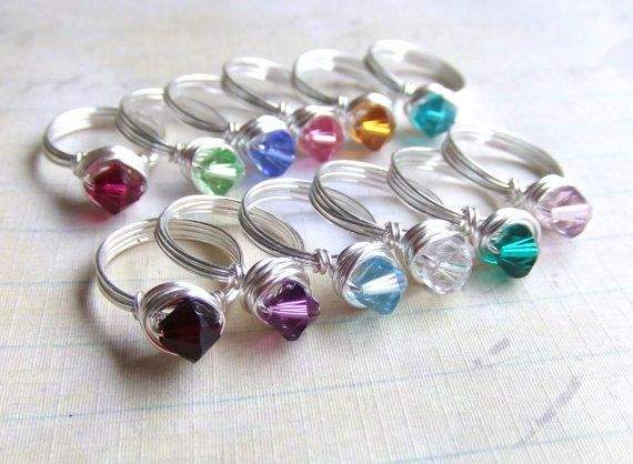 Swarovsk Birthstone Colors Bicone rings
