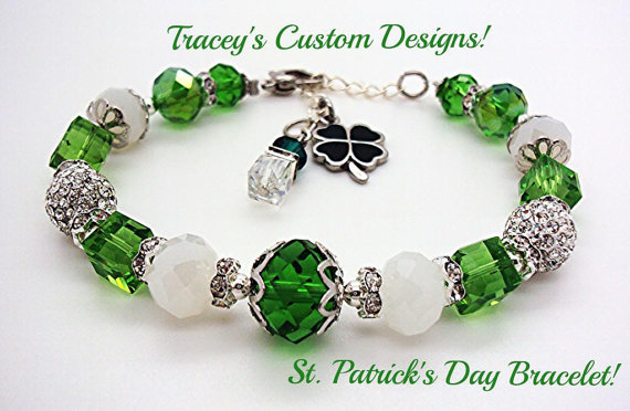 Swarovski Crystal St. Patricks Day Bracelet Cubes