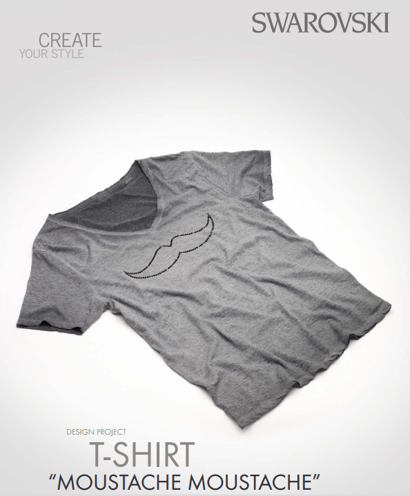 Swarovski Crystal Moustache Tee Shirt Design and Free Instructions