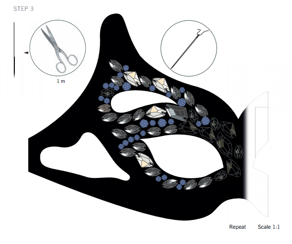 Swarovski Crystal Halloween Mask DIY Steps and instruction step 3