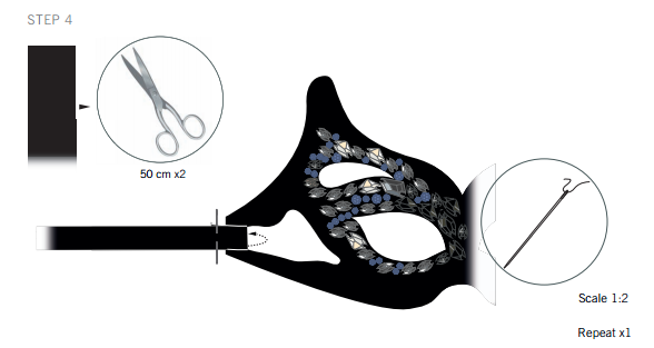 Swarovski Crystal Halloween Mask DIY Steps and instruction step 4