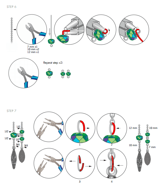 DIY Free Design and Instructions Swarovski Crystal Necklace Frozen Florets Step 6 and 7
