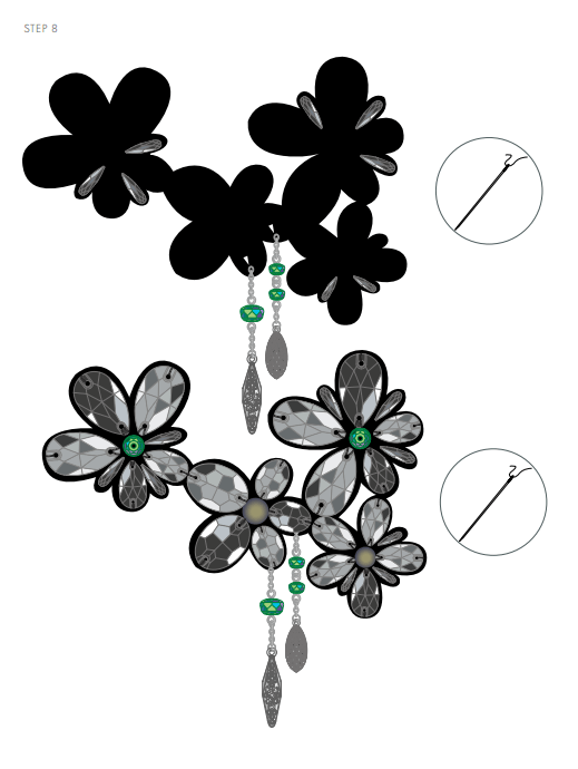 DIY Free Design and Instructions Swarovski Crystal Necklace Frozen Florets Step 8