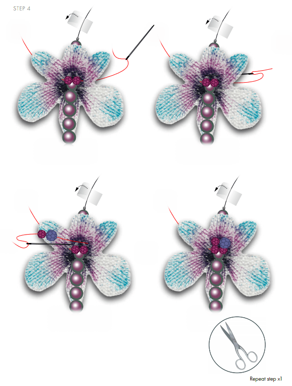 DIY Free Design and Instructions Swarovski Crystal Necklace Velvet Orchid step 4.PNG