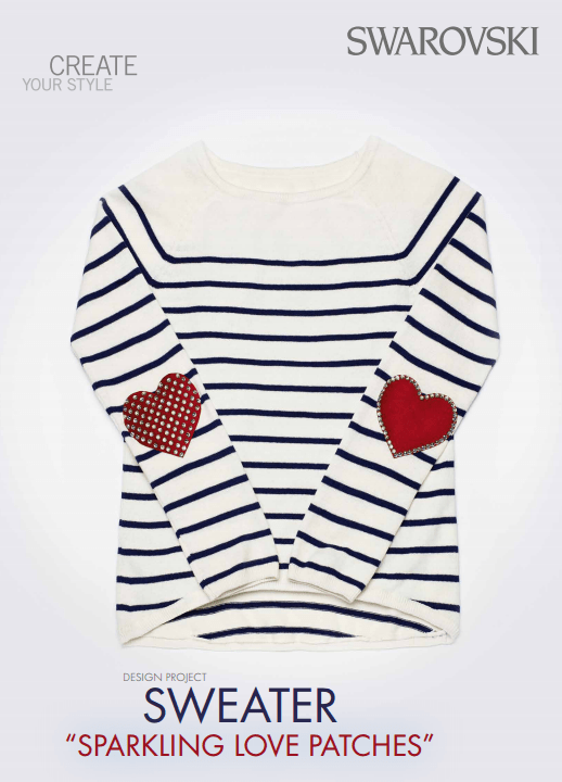 Free Swarovski Crystal DIY Designs Embelishd Clothing Sparkling Love Patches Shirt