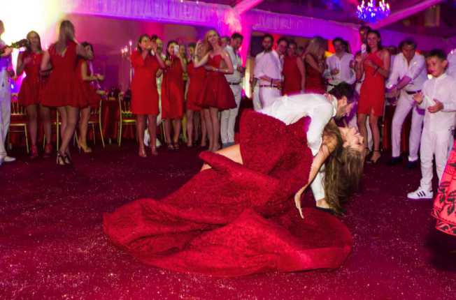 Swarovski_Heiress_wedding_pictures_red_dress_sparkles