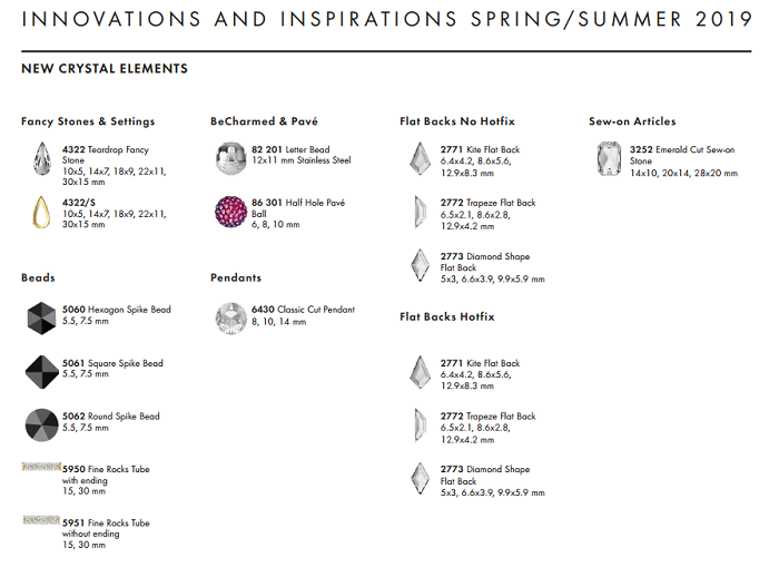 New Swarovski Crystal Innovations Spring Summer Information wholesale
